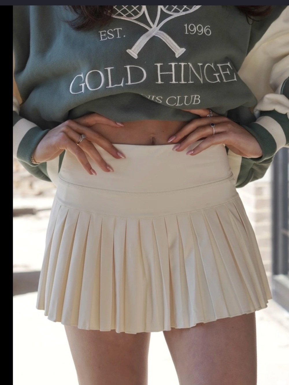 Goldhinge Pleated Tennis Skirt Tan XS